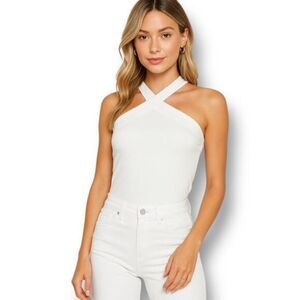 SHEIN BAE S White Criss-Cross Halter Top NWT Cross Neck Y2K Clubwear Chic